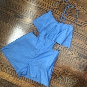 Zara denim romper NWT